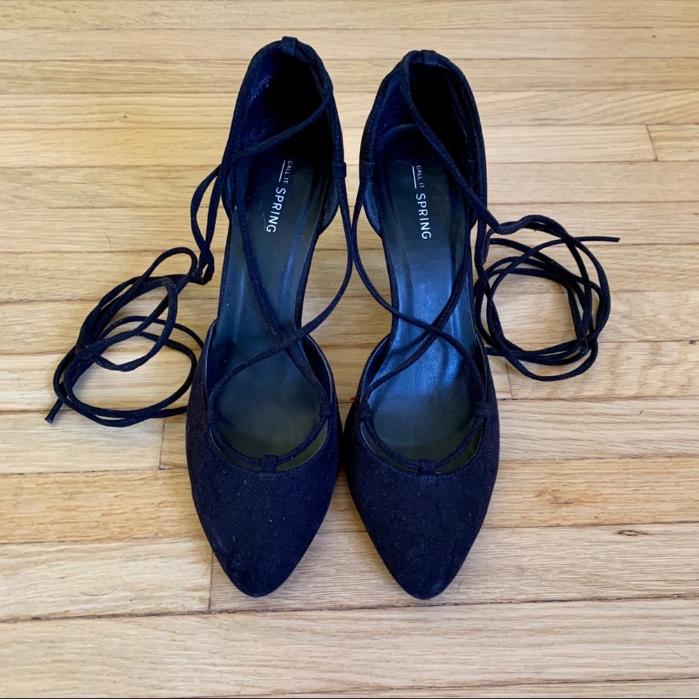 Call It Spring Black Coltona Lace Up Heels